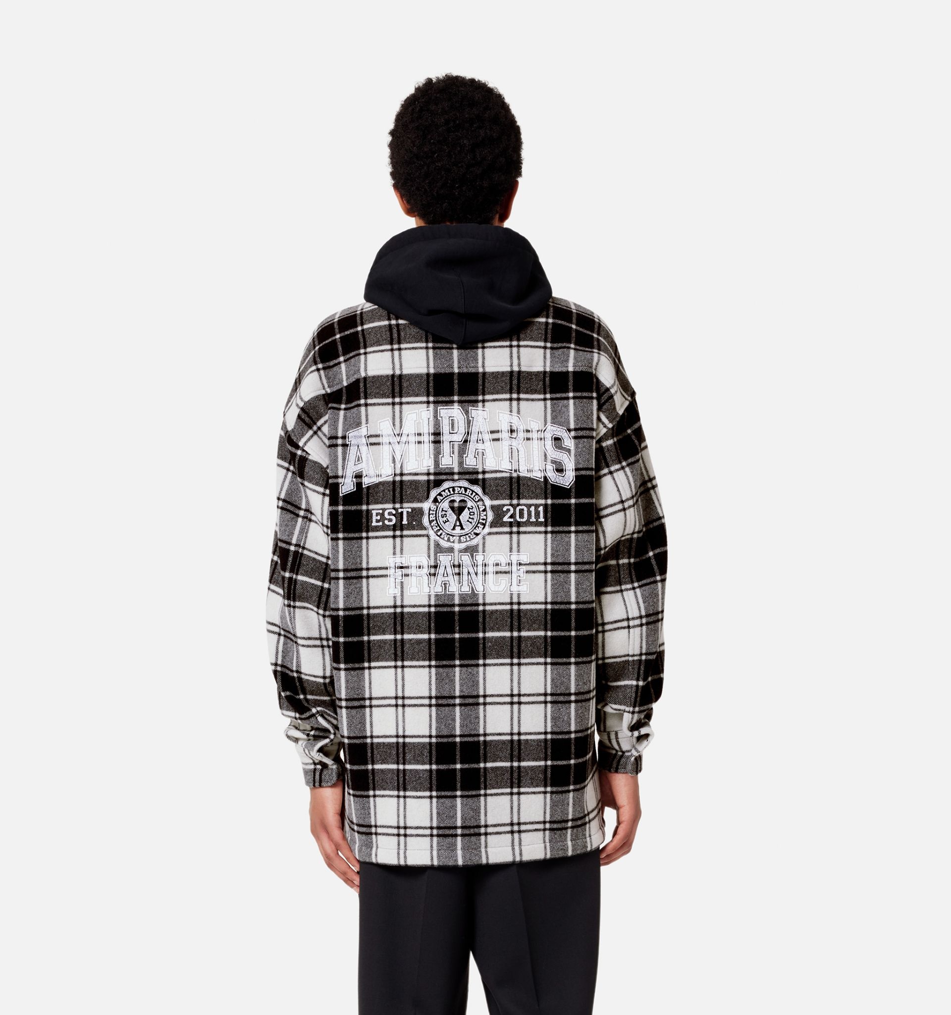 Checked Overshirt With Ami Paris Print - 5