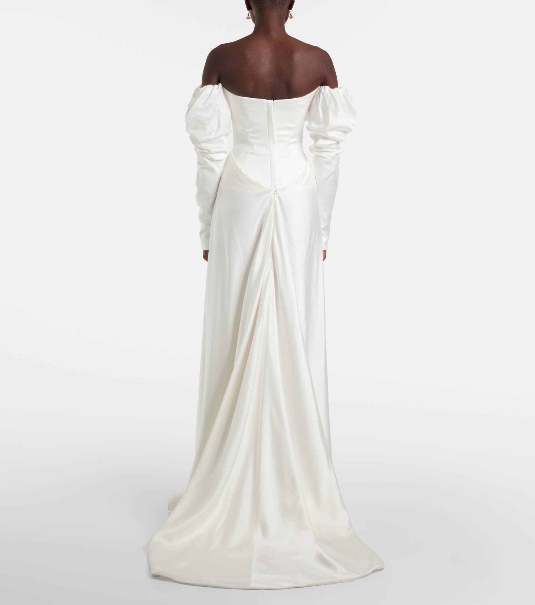 Bridal Ember off-shoulder satin corset gown - 3