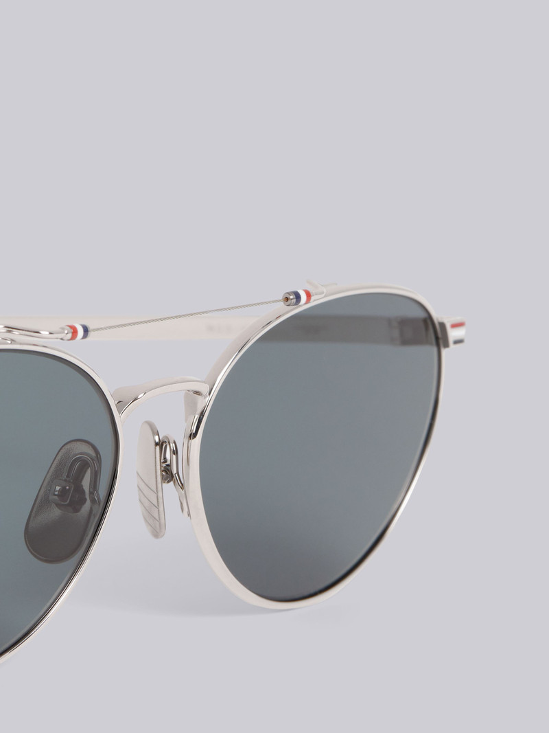 Thom Browne TB919 - Silver Oval Aviator Sunglasses outlook
