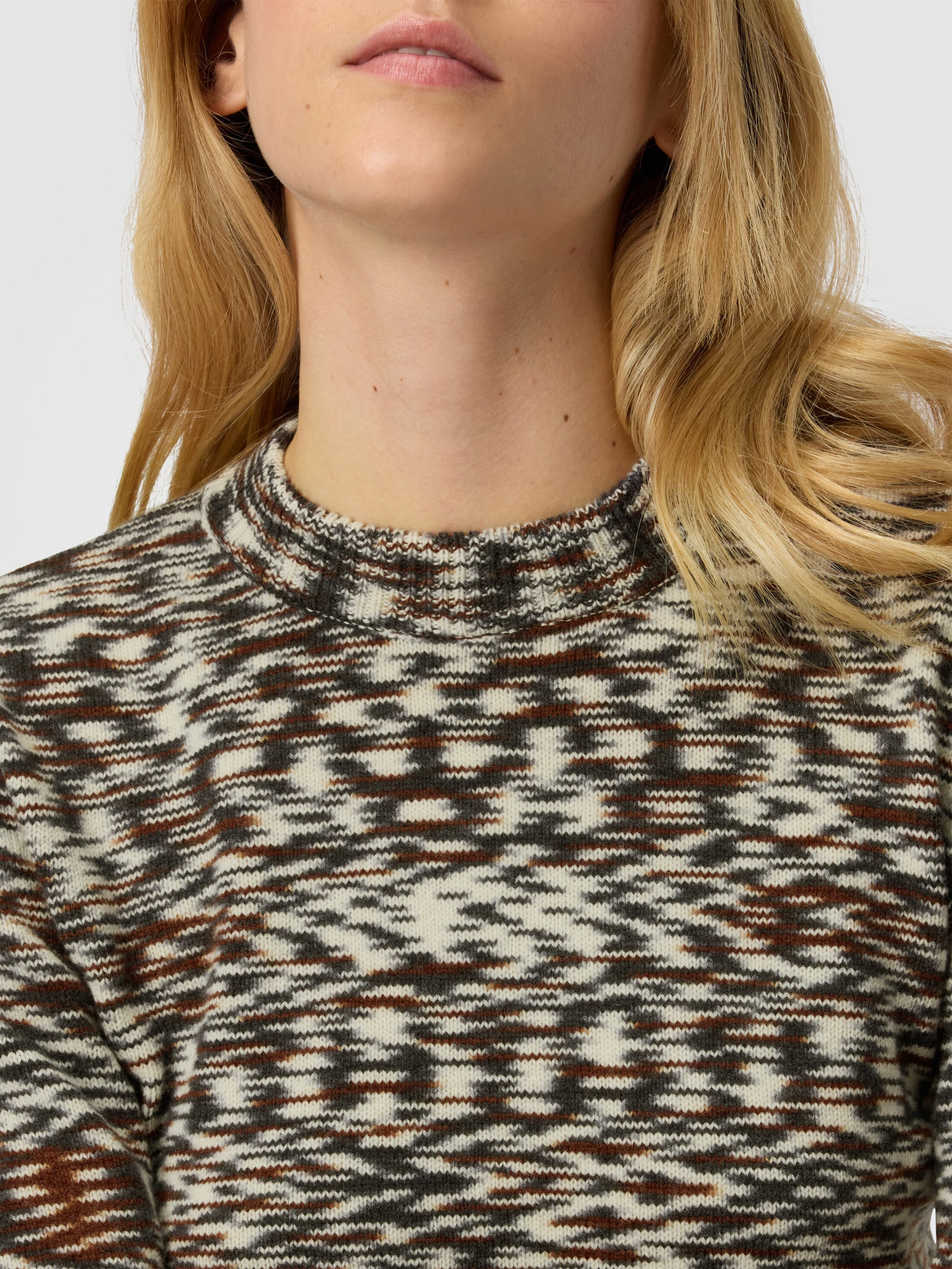 Missoni Crew Neck Sweater With Flame Pattern in Black & Brown at Nordstrom - 4