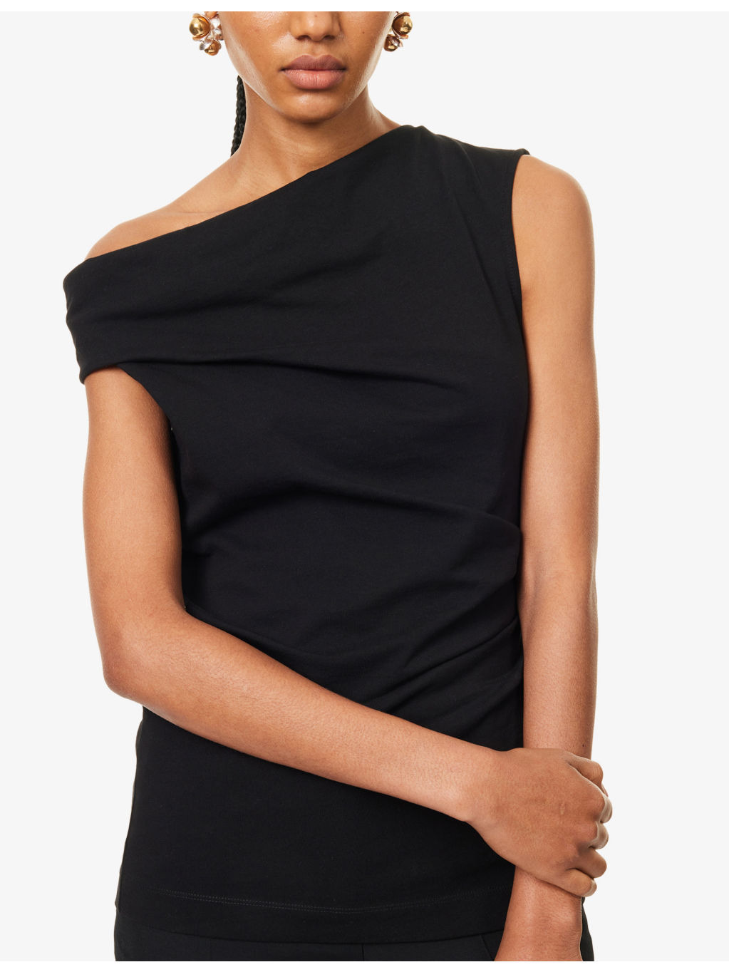 Draped Sleeveless Cotton-Jersey Top - 5