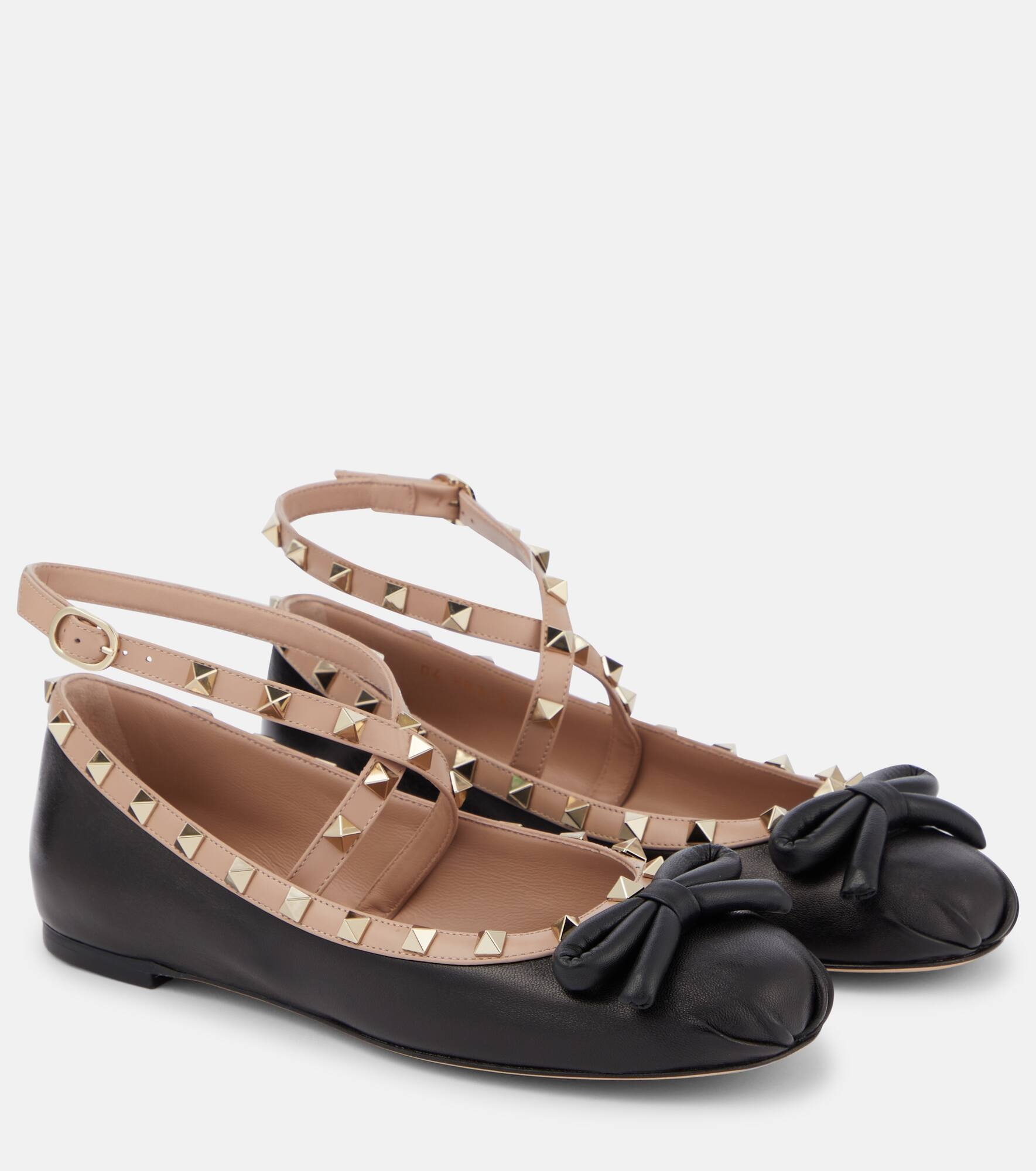 Rockstud leather ballet flats - 1