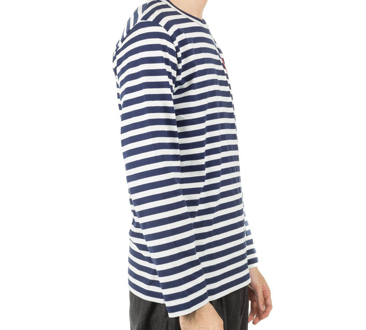 COMME des GARCONS PLAY Stripe Long Sleeves Tee 'Navy Blue White' AZ-T010-051-1 - 5
