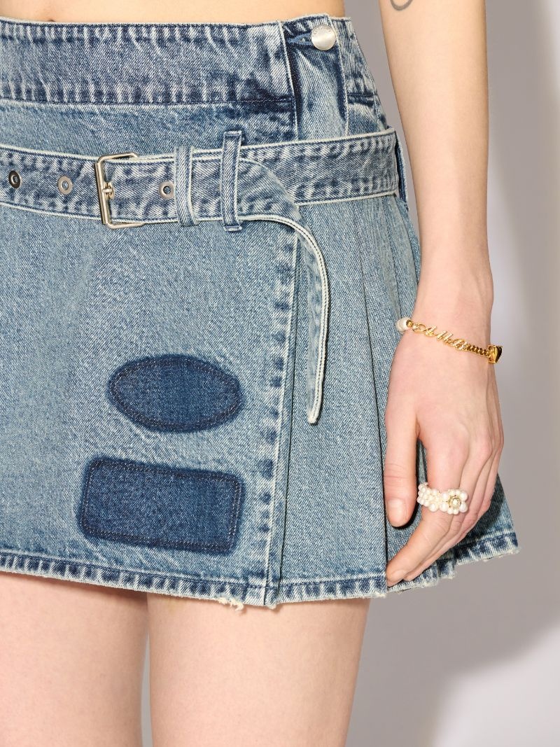 DENIM PLEATS SKIRT - 6