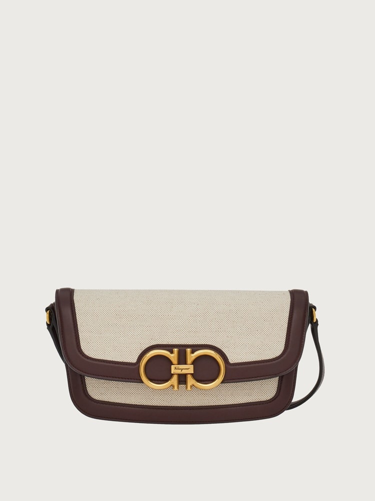【SALVATORE FERRAGAMO】TRAPEZIO SHOULDER BAG SALVATORE FERRAGAMO Calfskin Trapezio Shoulder Bag White