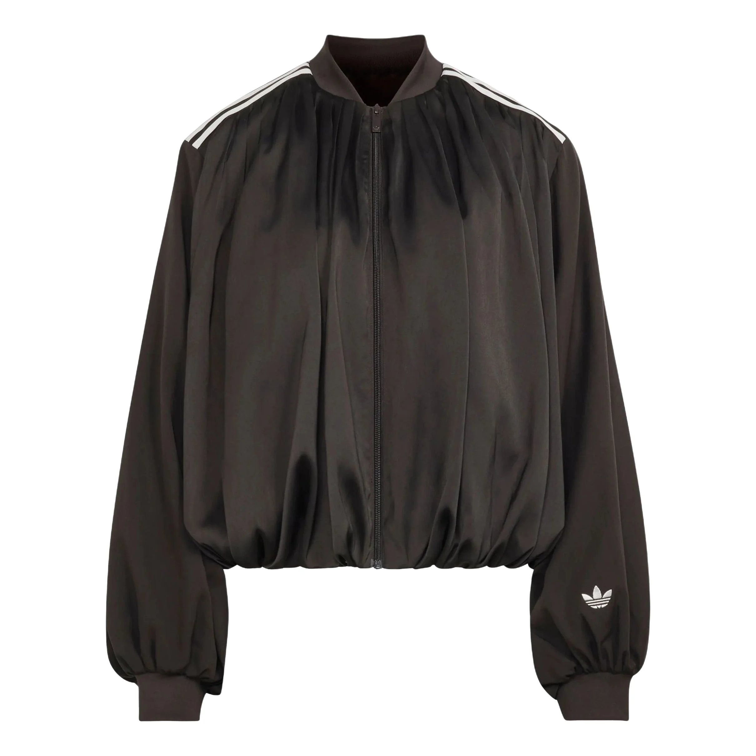 (WMNS) adidas Satin Pleated Track Top Asia Sizing 'Night Brown' LG3947 - 1