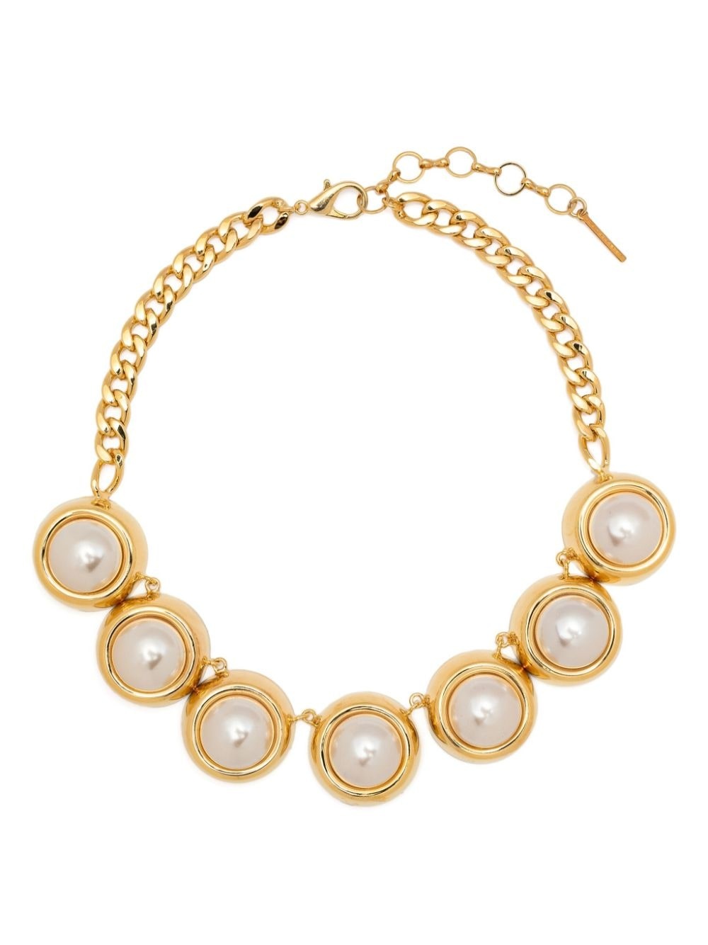 faux-pearl curb-chain necklace - 1