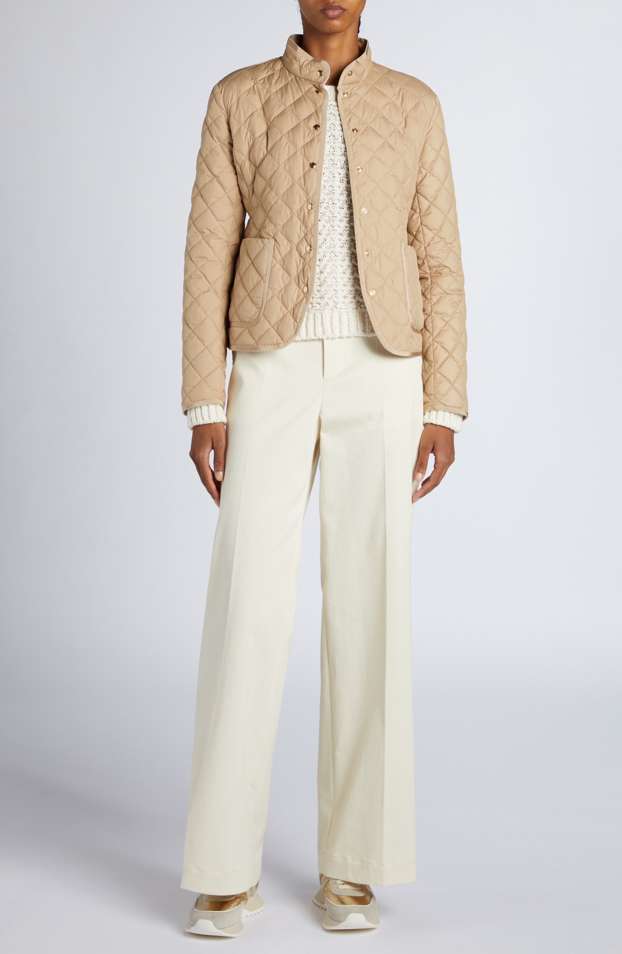 Moncler Epin Down Crop Jacket in Beige at Nordstrom - 3