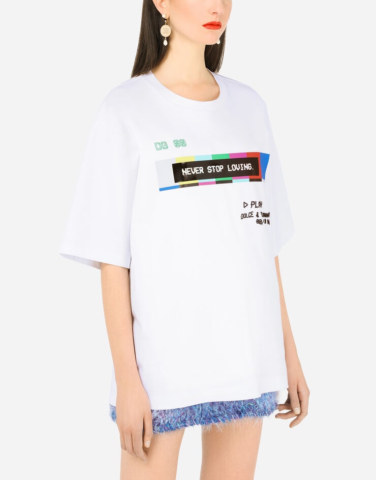 Jersey T-shirt with multi-colored glitch print - 4