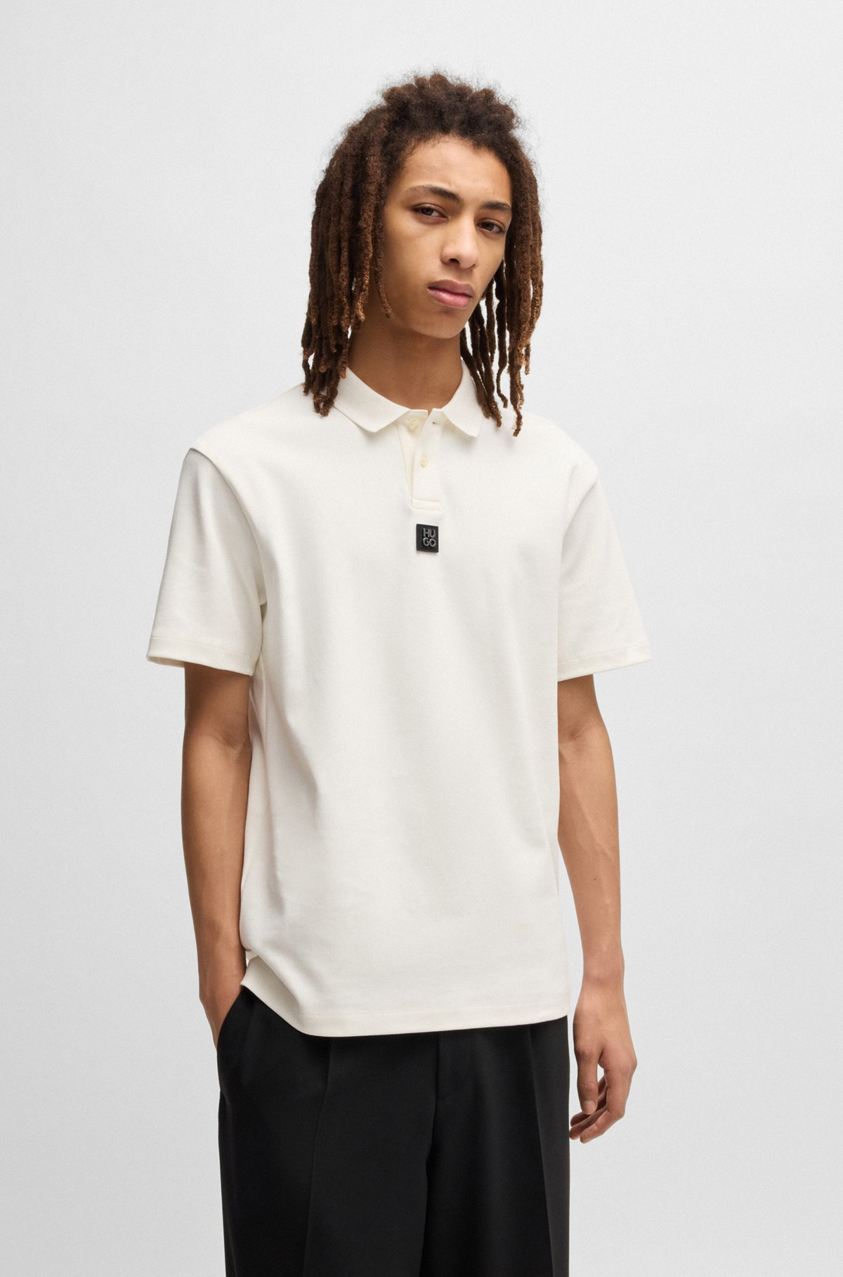 INTERLOCK-COTTON POLO SHIRT WITH STACKED LOGO - 2