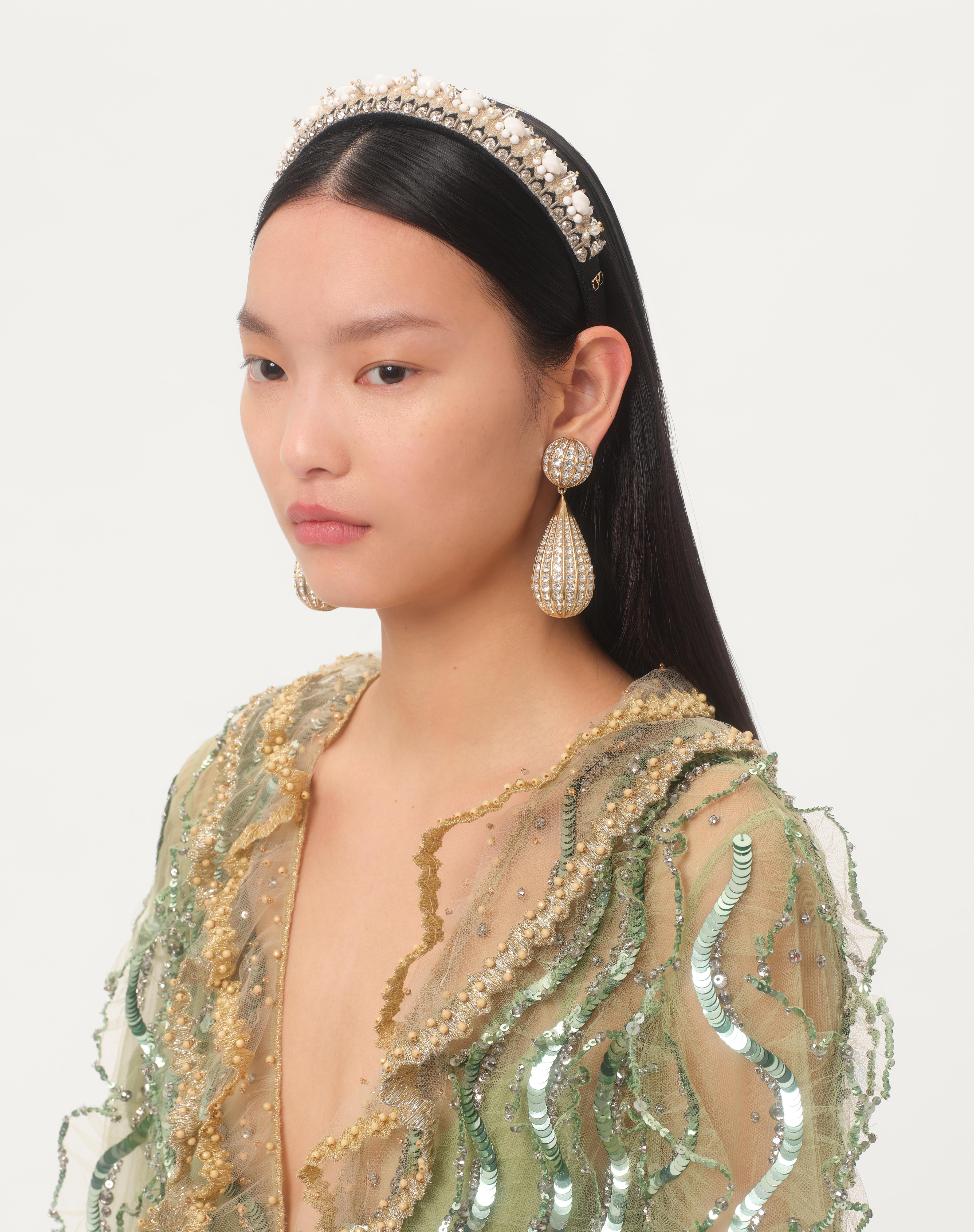 VALENTINO WOOL AND SILK HEADBAND WITH EMBROIDERY - 2
