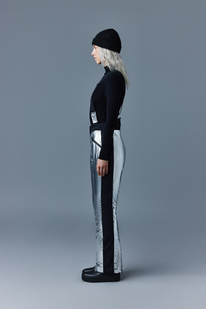 NYOMI metallic ski pant with removable suspenders 3