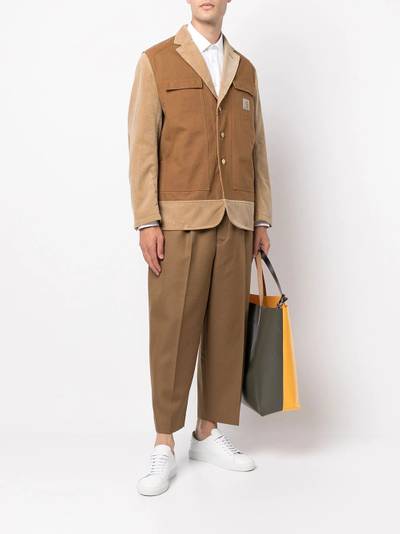 Junya Watanabe MAN two-tone corduroy-panel blazer outlook