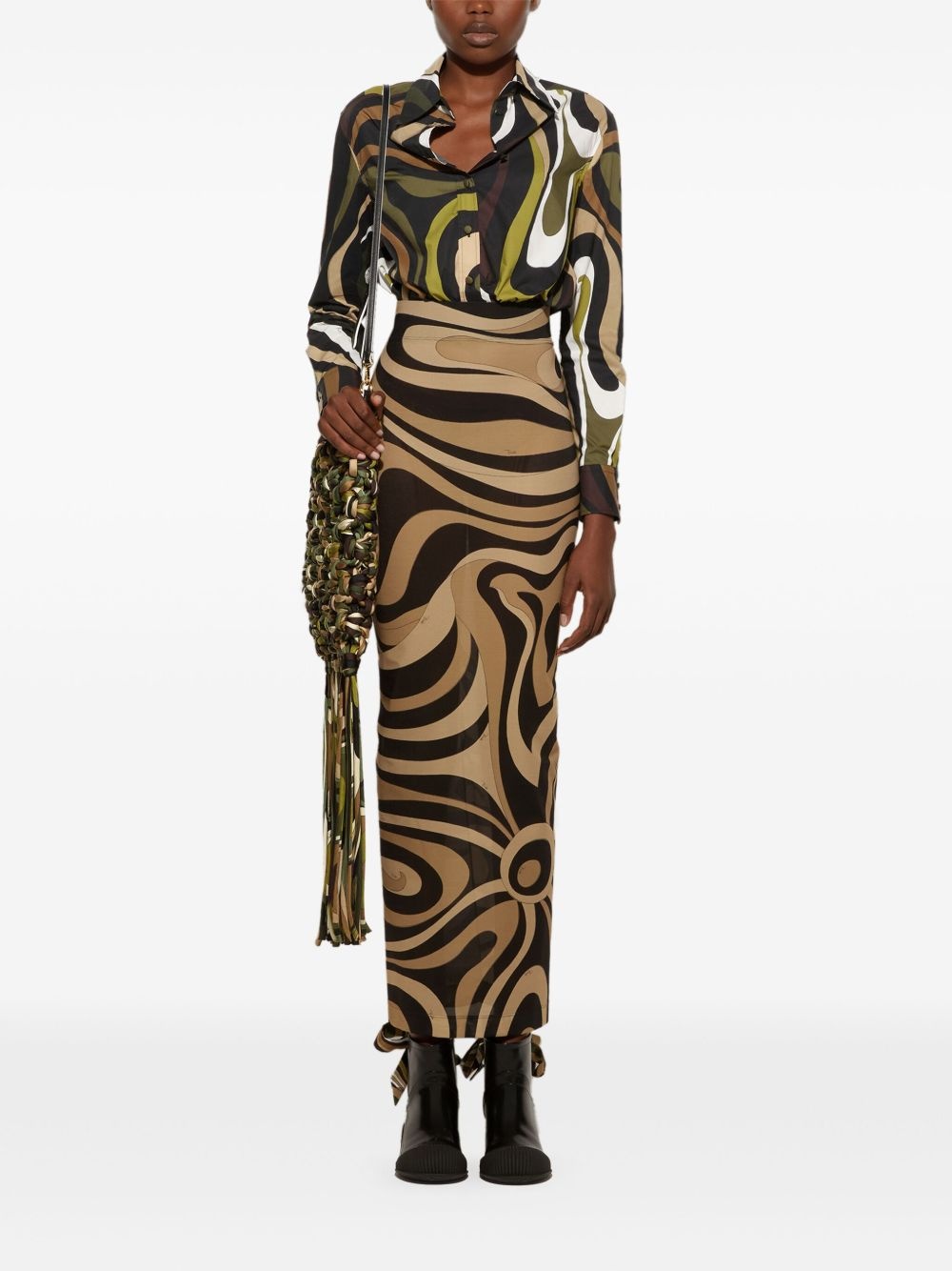 Marmo-print maxi skirt - 2