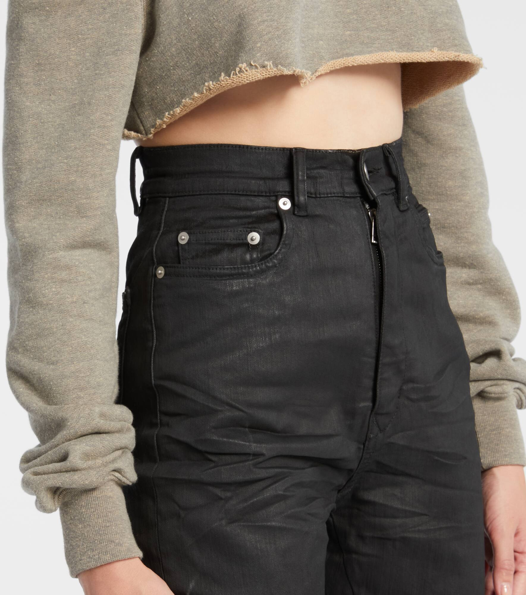 Cropped cotton-blend jersey sweatshirt - 5