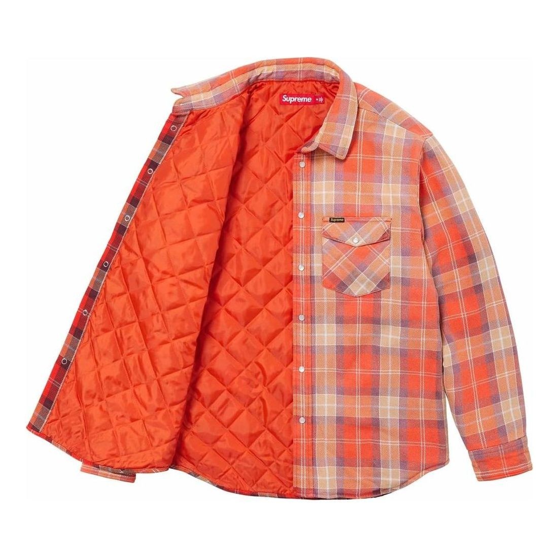 Supreme Quilted Flannel Snap Shirt 'Orange Yellow' SUP-SS24-034 - 2