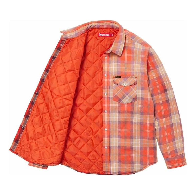 Supreme Supreme Quilted Flannel Snap Shirt 'Orange Yellow' SUP-SS24-034 outlook