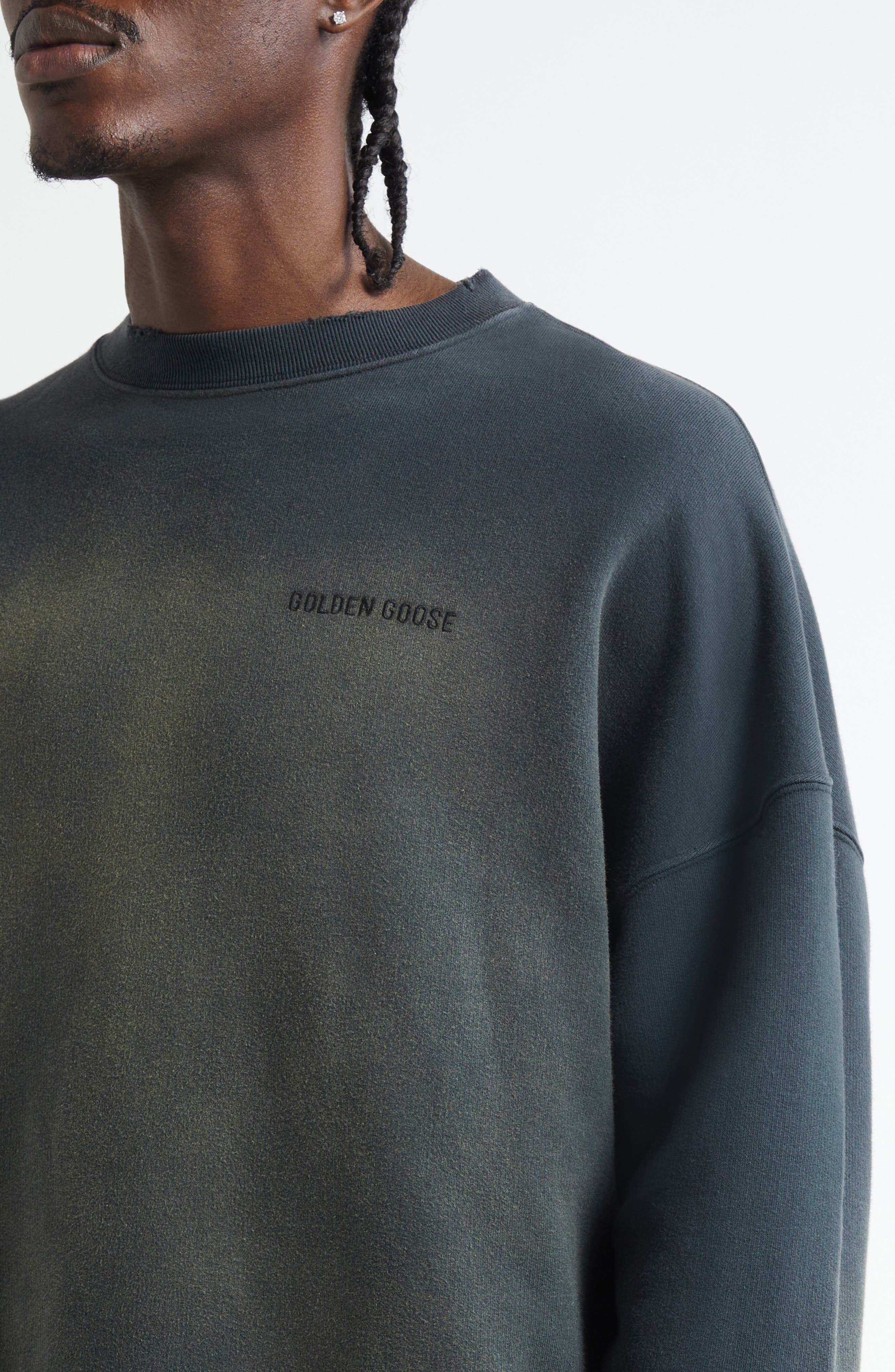 Golden Goose Gender Inclusive Journey Crewneck Sweatshirt in Bleached Washed Black at Nordstrom - 5