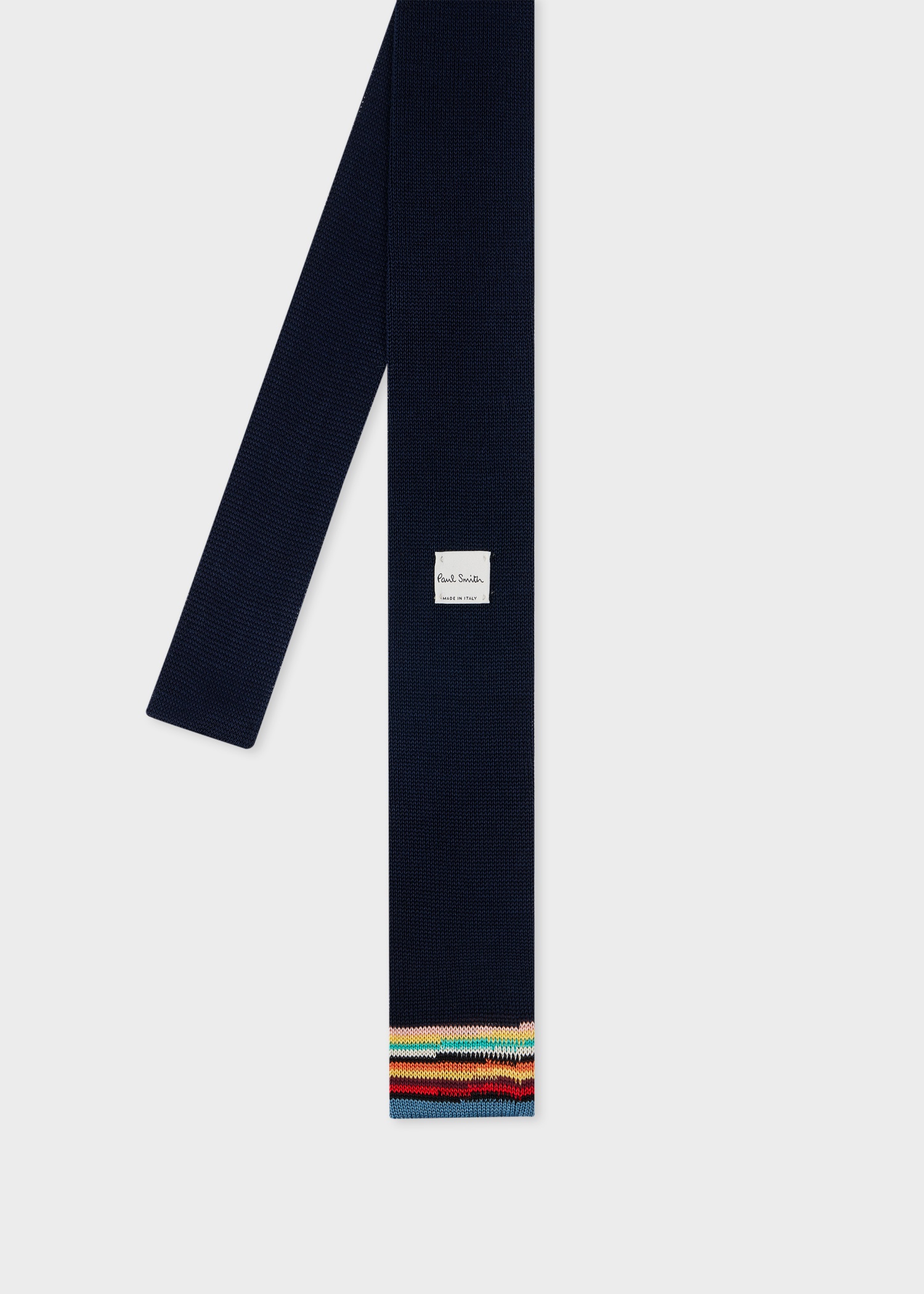 Navy Knitted Cotton Tie With 'Signature Stripe' Tip - 2