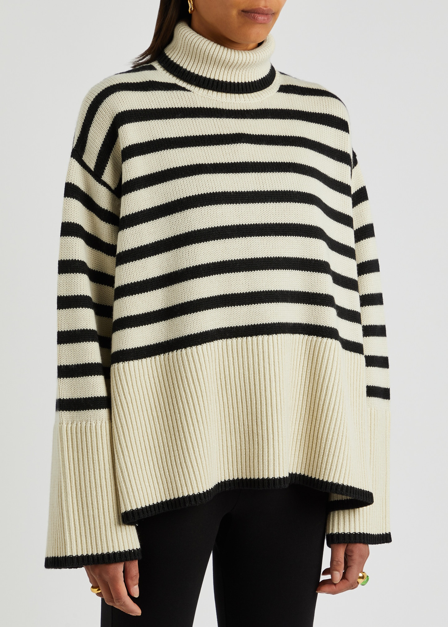 Striped roll-neck wool-blend jumper - 2