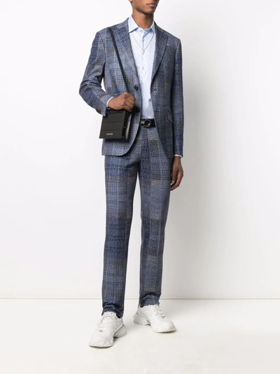 Etro woven-check tailored trousers outlook