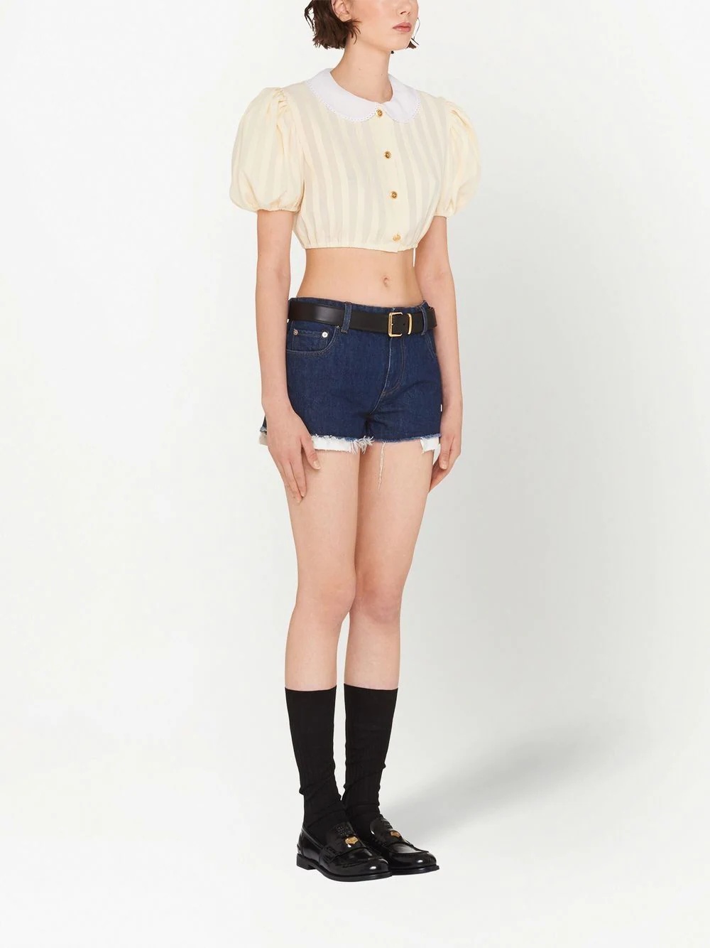 puff-sleeve cropped blouse - 3