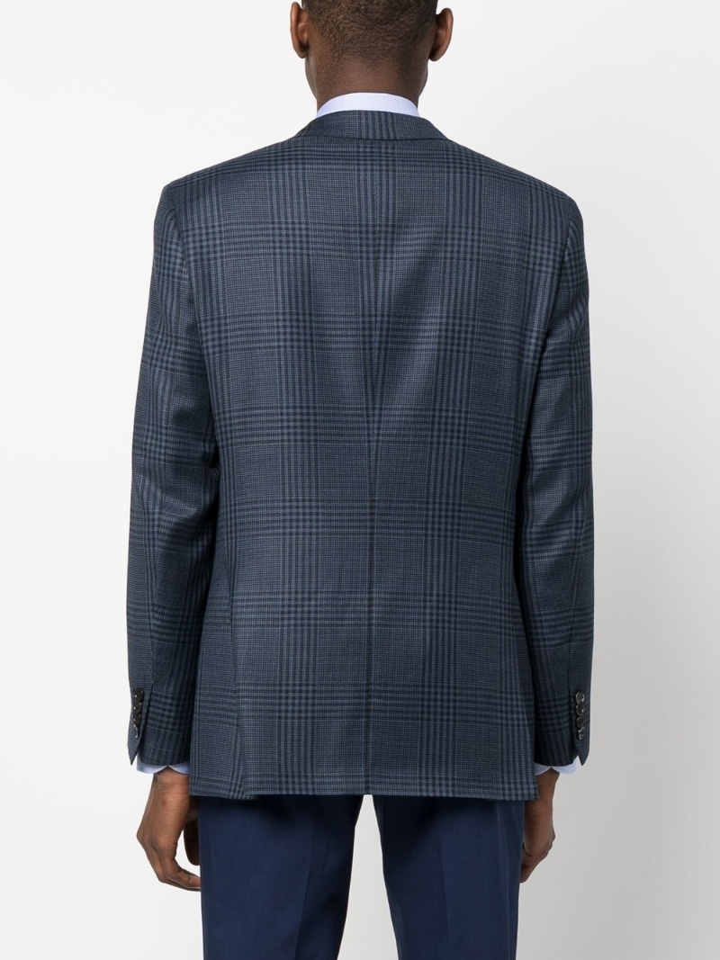 plaid-pattern single-breasted blazer - 4