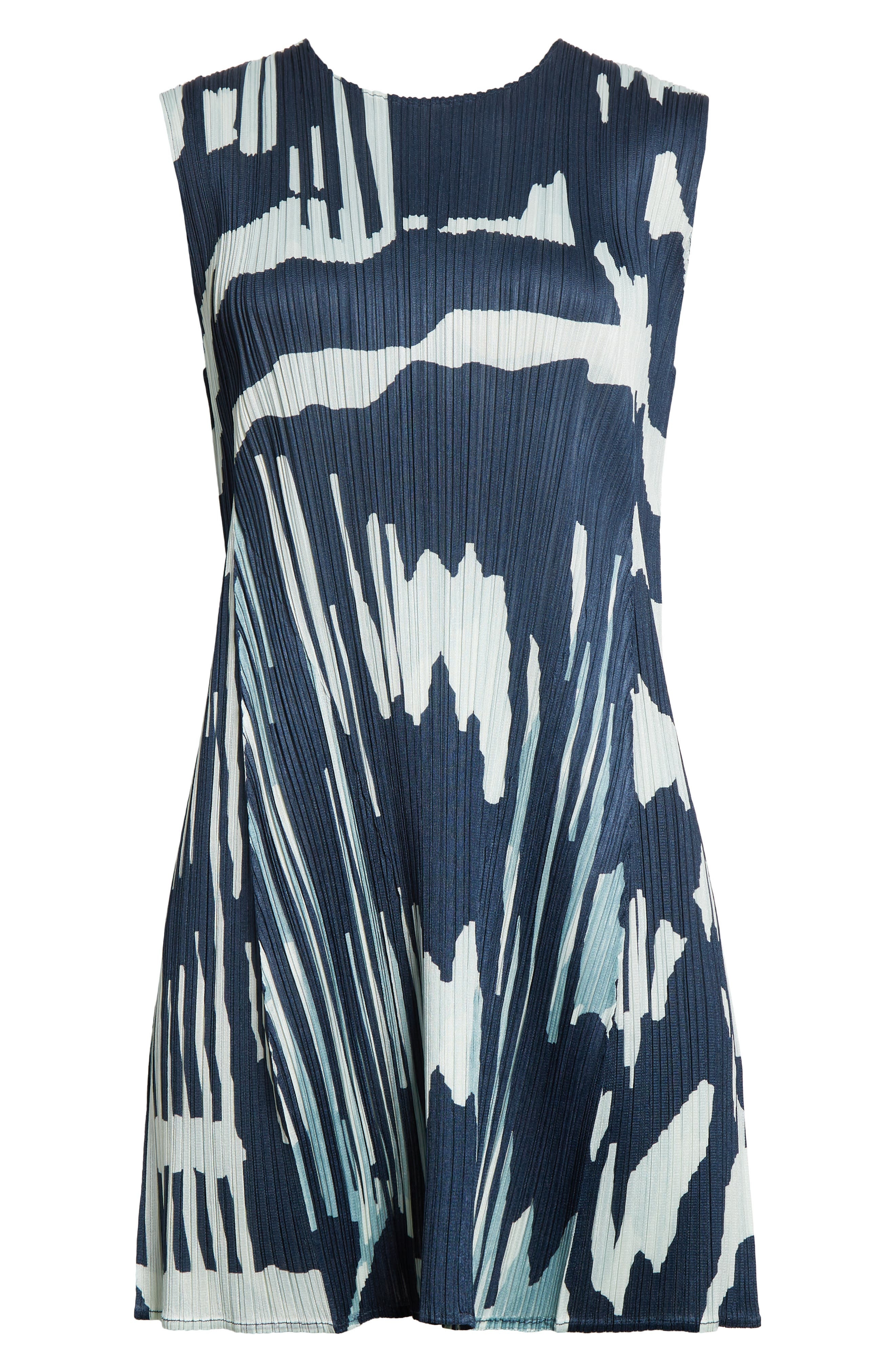 Pleats Please Issey Miyake Refraction Print Pleated Sleeveless Dress in Grayish Navy at Nordstrom - 5