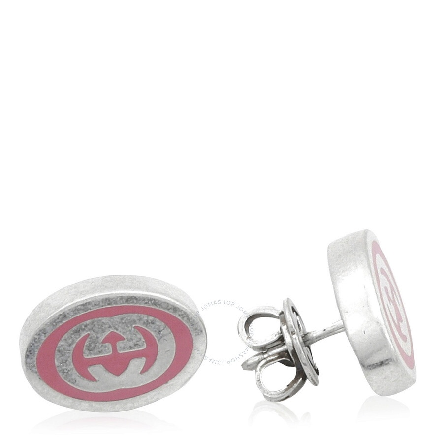 Gucci Interlocking G Sterling Silver Pink Enamel Earrings - YBD753485001 - 4
