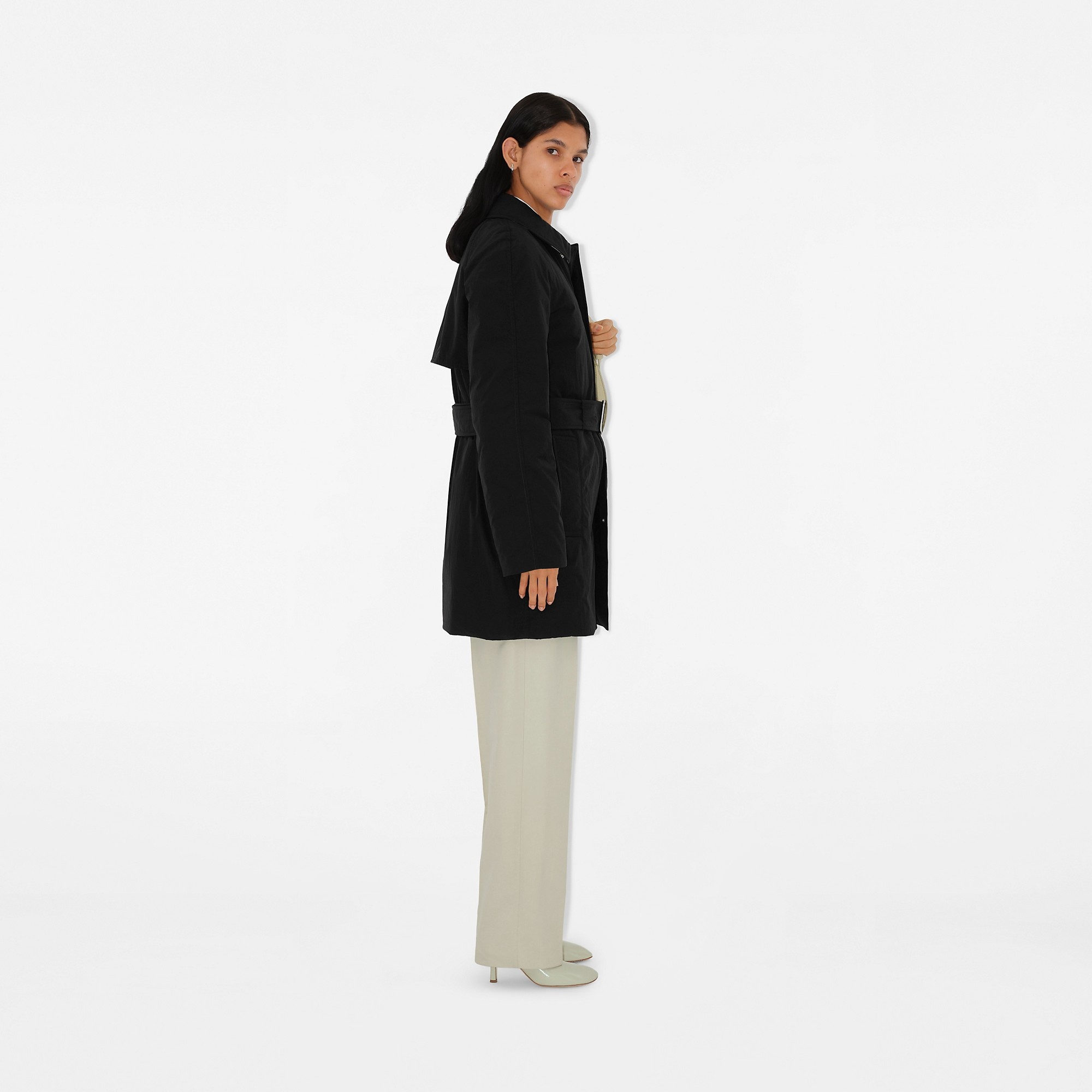 Short Nylon Cotton Padded Car Coat - 3