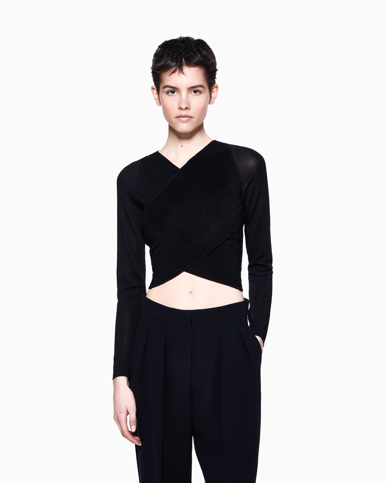 STRETCH SILK VISCOSE BLEND CROSSOVER JUMPER - 4