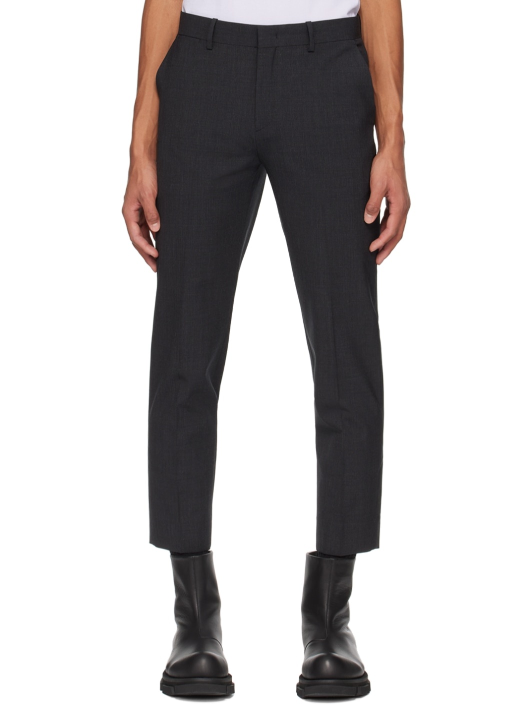 Gray Straight Trousers - 1