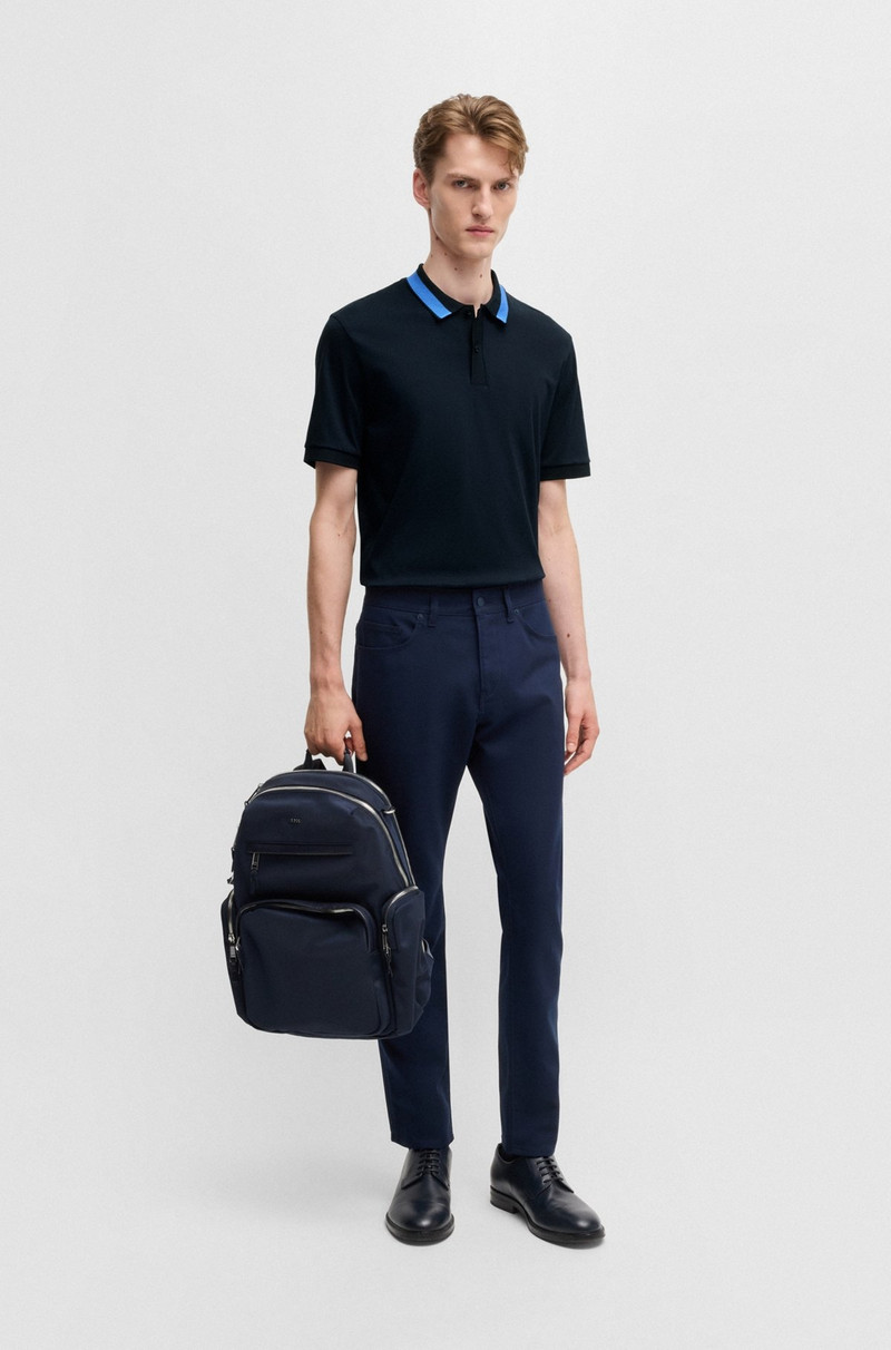 BOSS MERCERIZED-COTTON SLIM-FIT POLO SHIRT WITH COLLAR STRIPE outlook