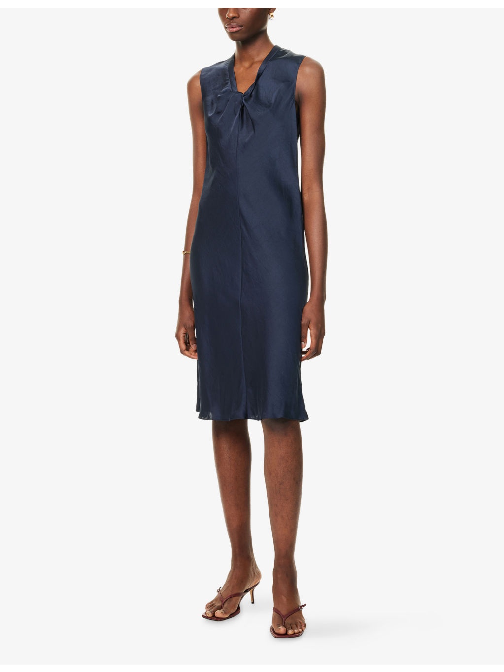 Twist Scoop Sleeveless Woven Midi Dress - 3