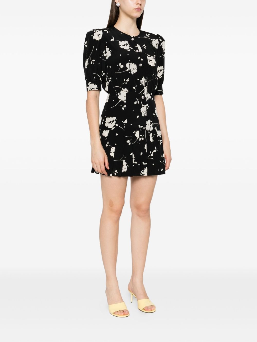 rose-print mini dress - 3