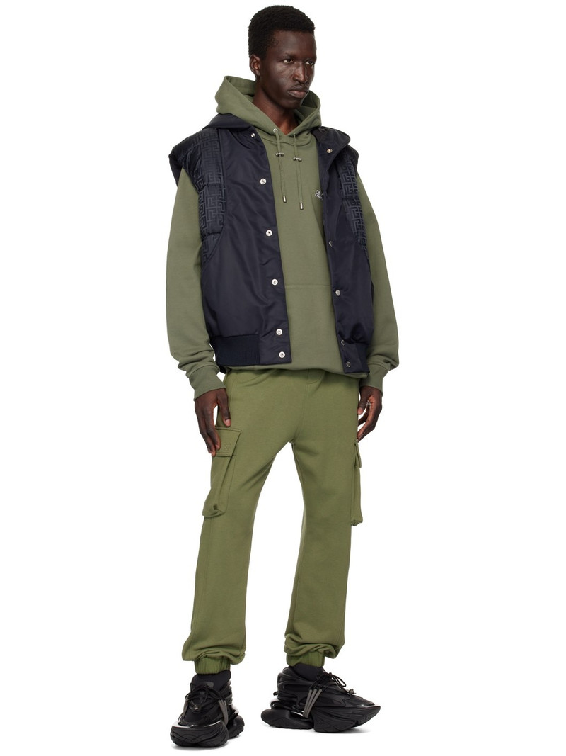 Balmain Khaki 'Balmain Signature' Hoodie outlook