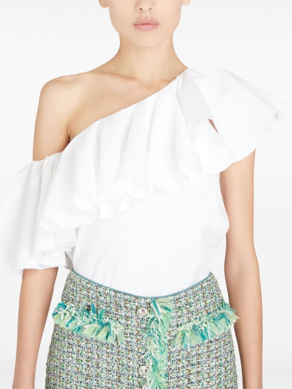 one-shoulder ruffle-trim blouse - 5