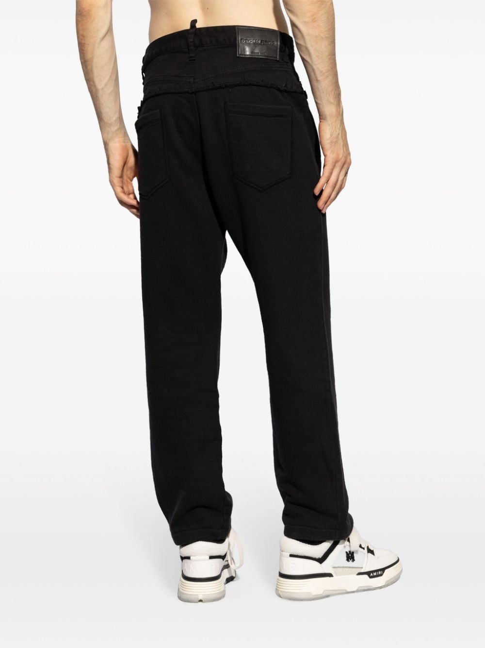 denim-panel cotton track pants - 4
