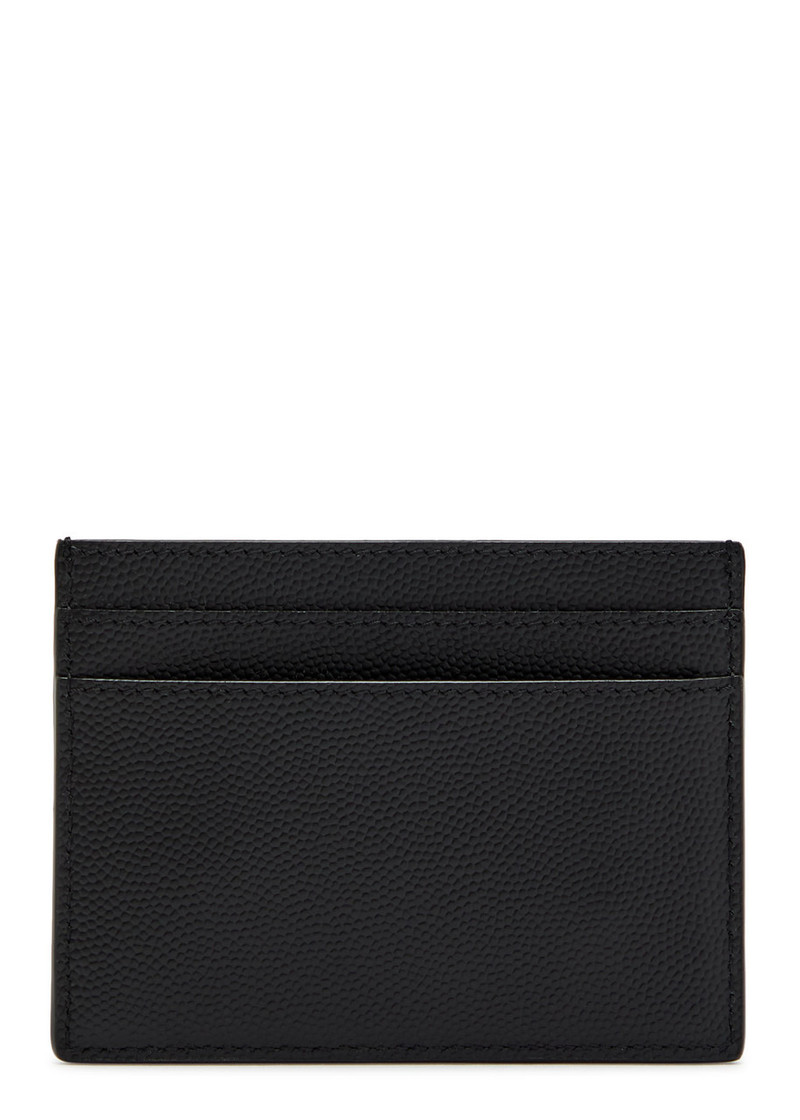 SAINT LAURENT Saint Laurent Logo Pebbled Leather Card Holder outlook