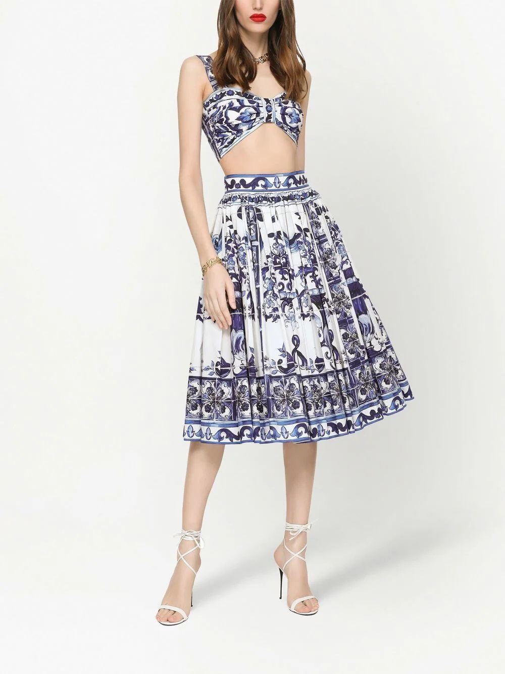 Majolica-print cropped top - 3