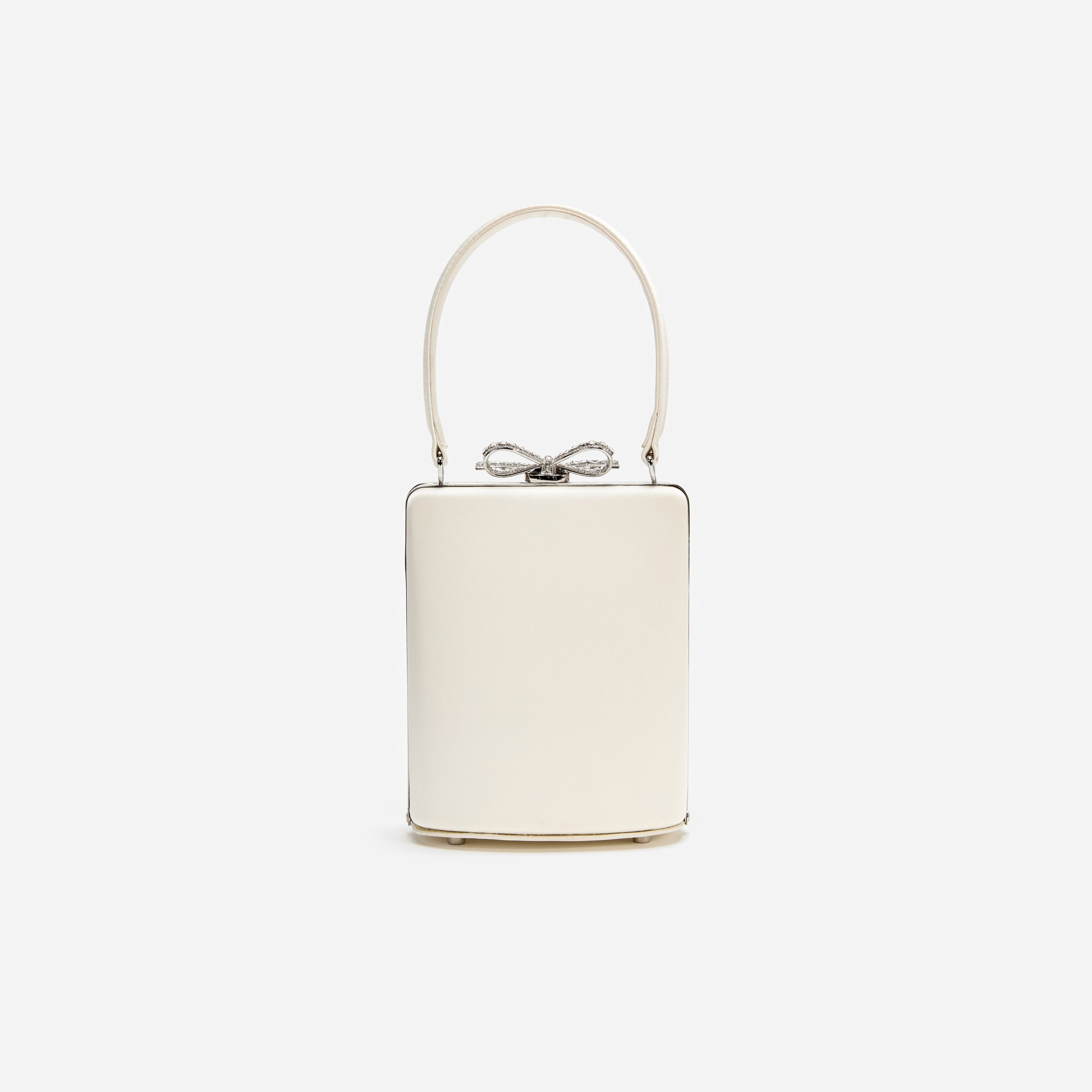 Champagne Satin Mini Bow Bag - 3