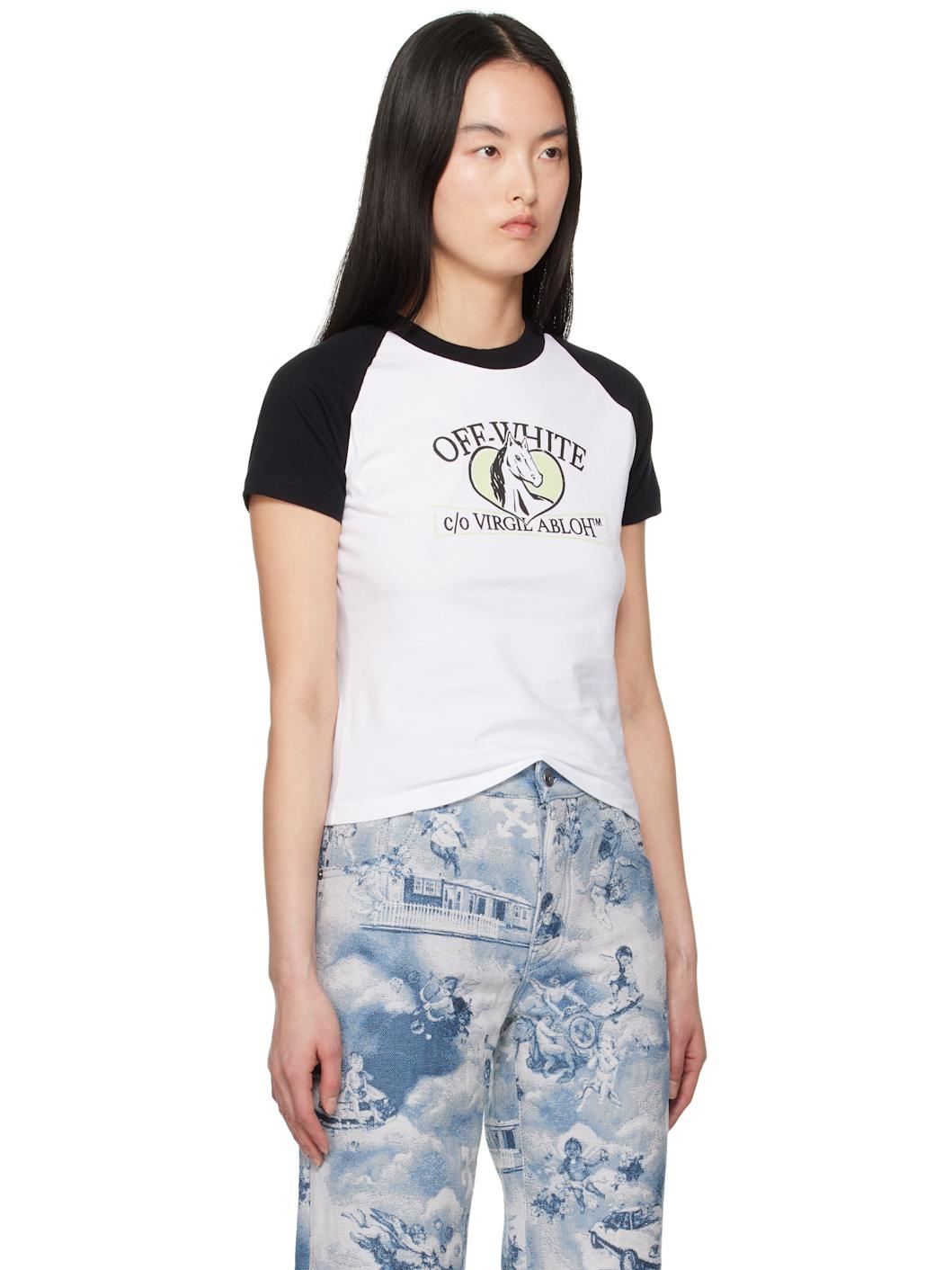 White & Black Horse Billboard Raglan T-shirt - 2