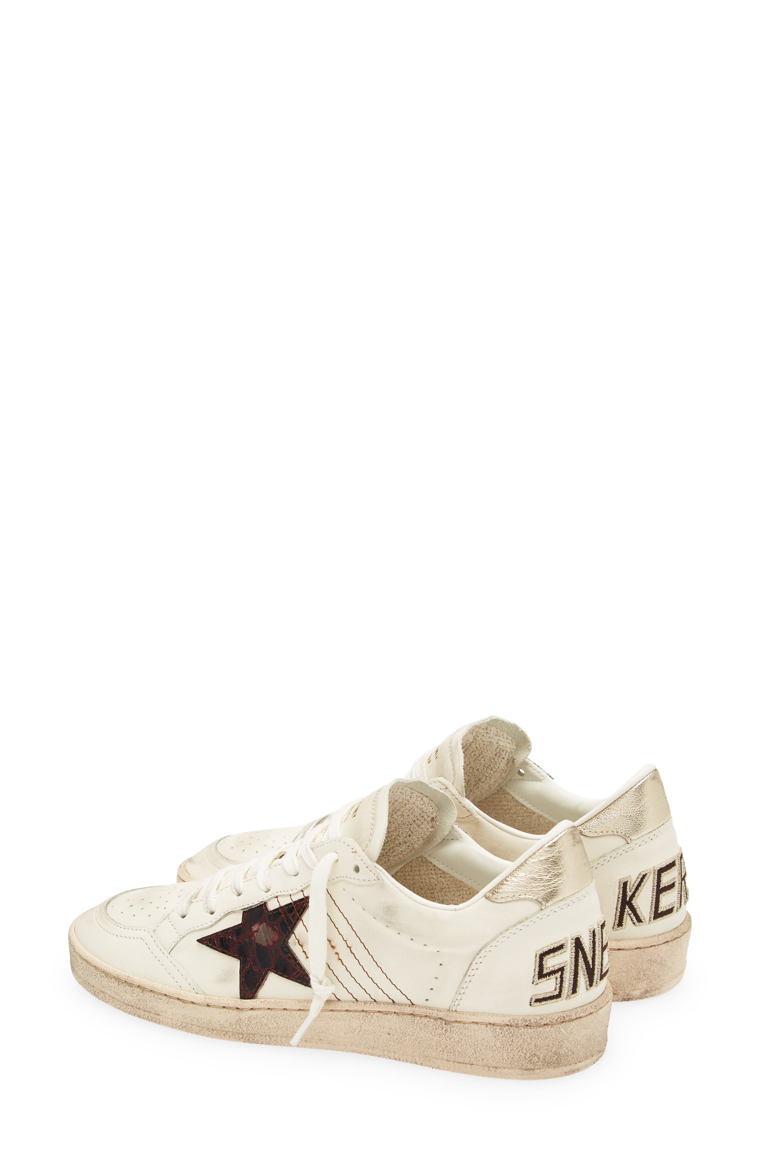 Golden Goose Ball Star Low Top Sneaker in White/Bordeaux/Gold at Nordstrom - 2