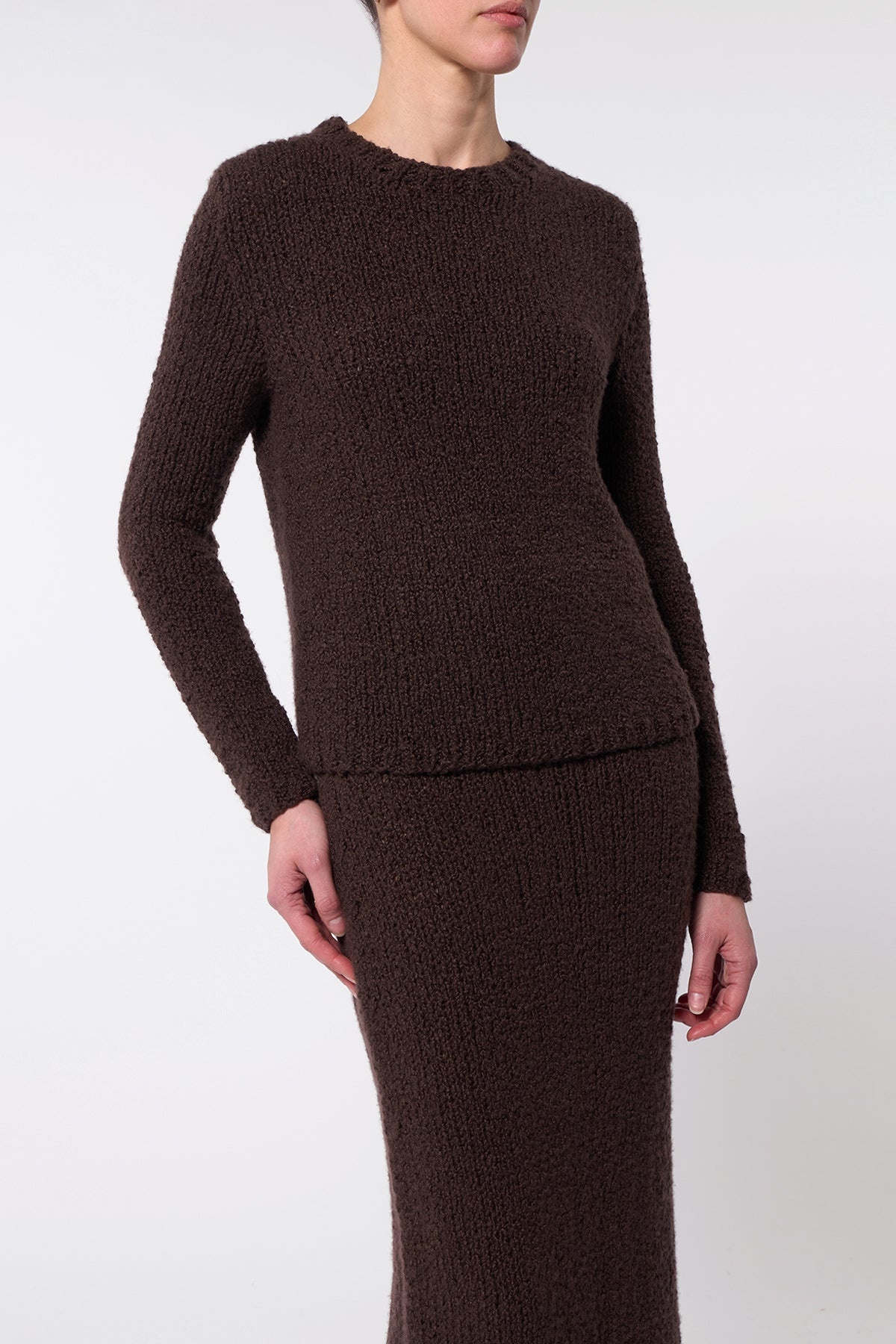 Milne Knit Skirt in Chocolate Cashmere Boucle - 6
