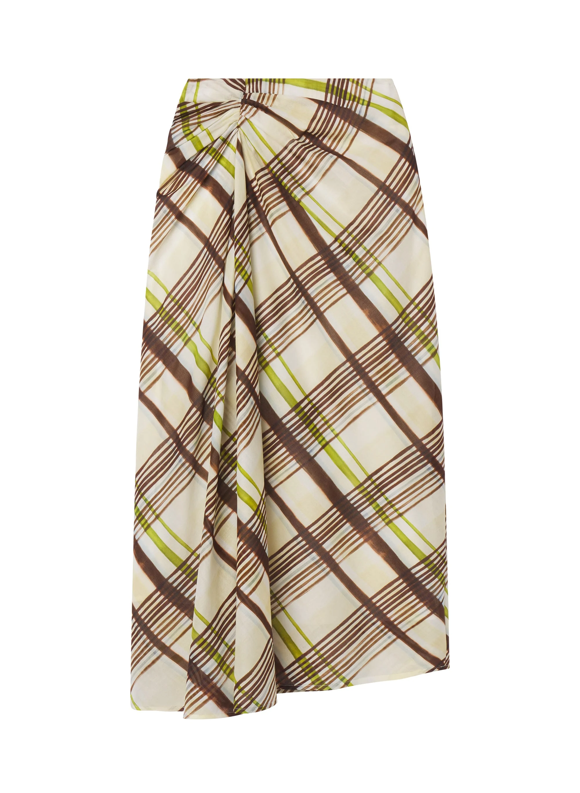 Jean Plaid Cotton Midi Skirt - 1