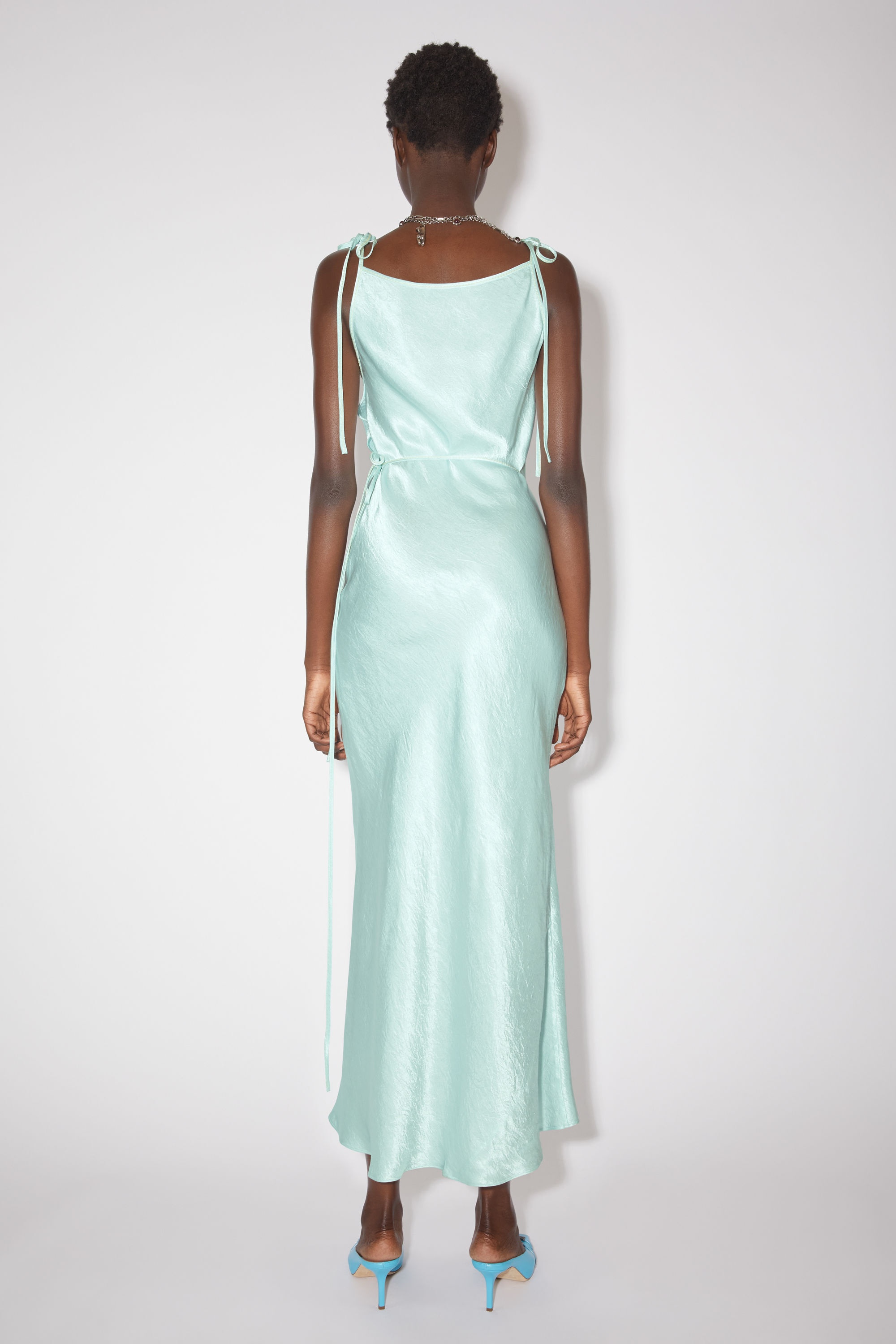 Satin wrap dress - Spearmint green - 3