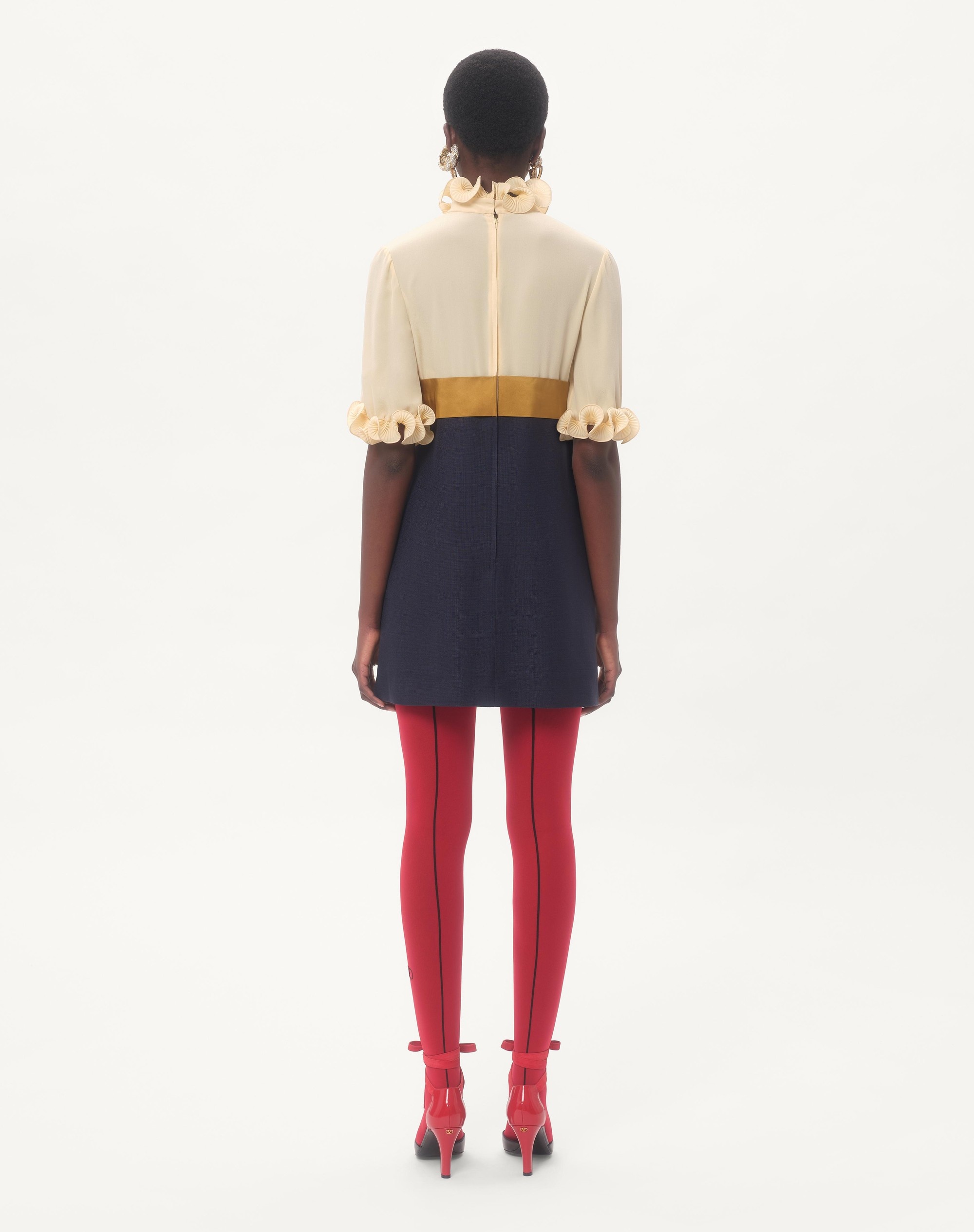 CREPE DE CHINE AND VISCOSE SHORT DRESS - 8