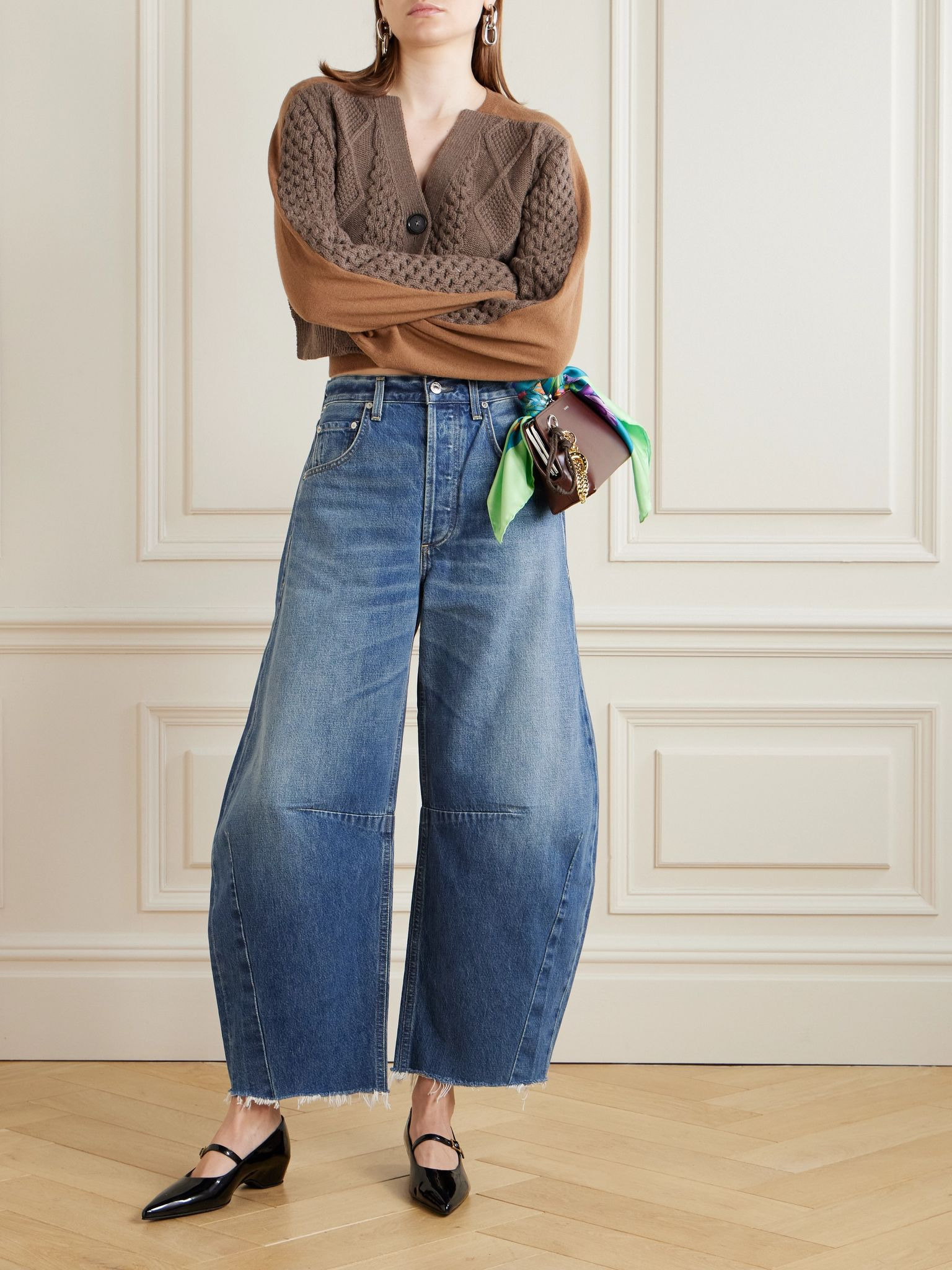 Horseshoe frayed high-rise barrel-leg jeans Mid denim - 2