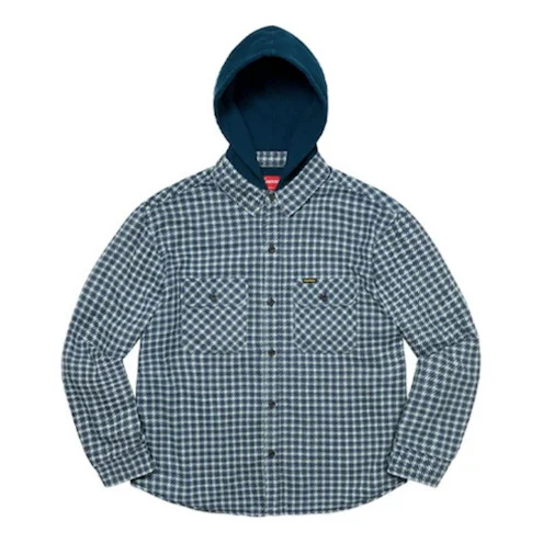 최고 Houndstooth Flannel 까마귀 셔츠 'Brown Grey'SUP-FW22-725 - 1