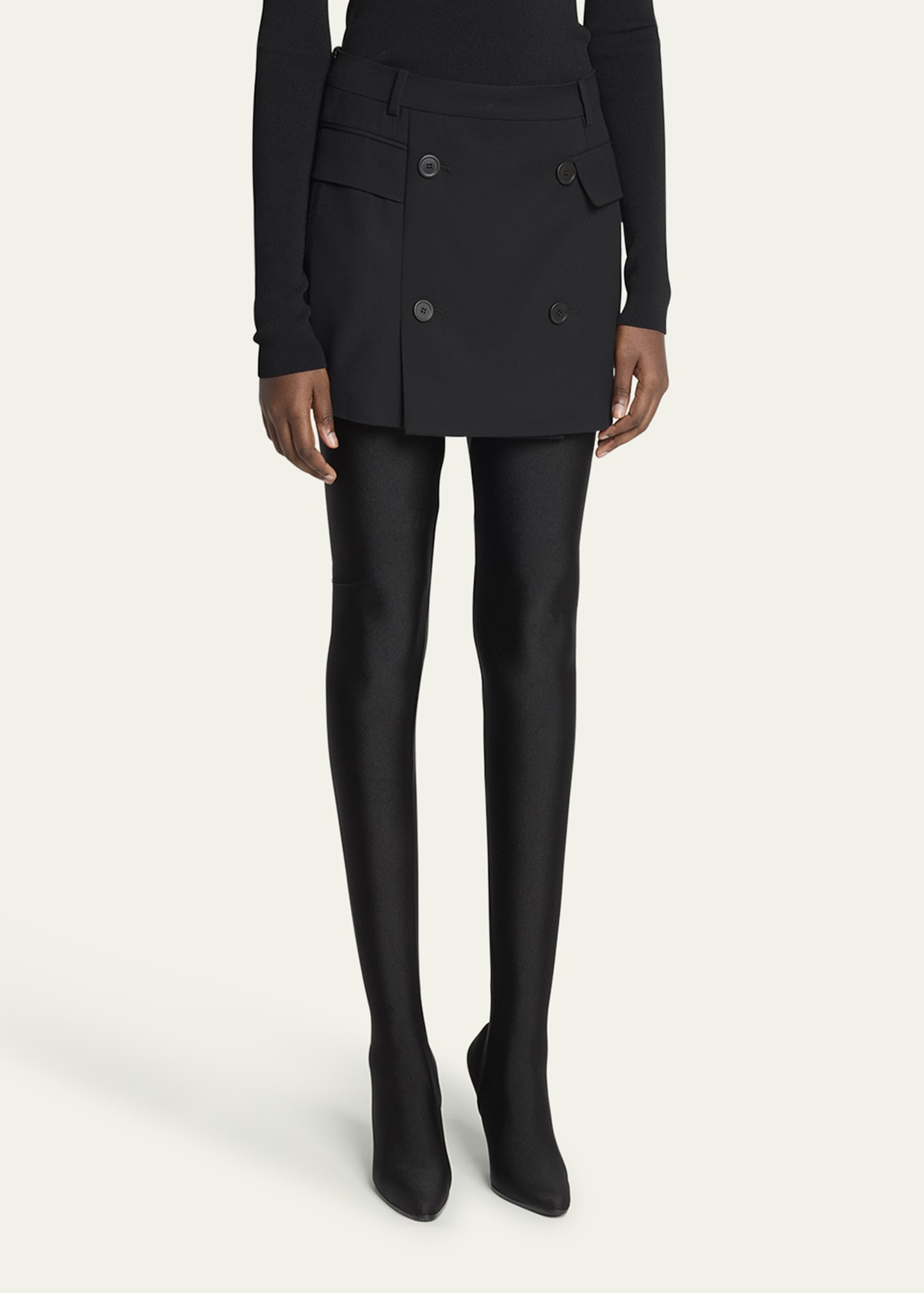 Double-Breasted Tailored Mini Skirt - 4